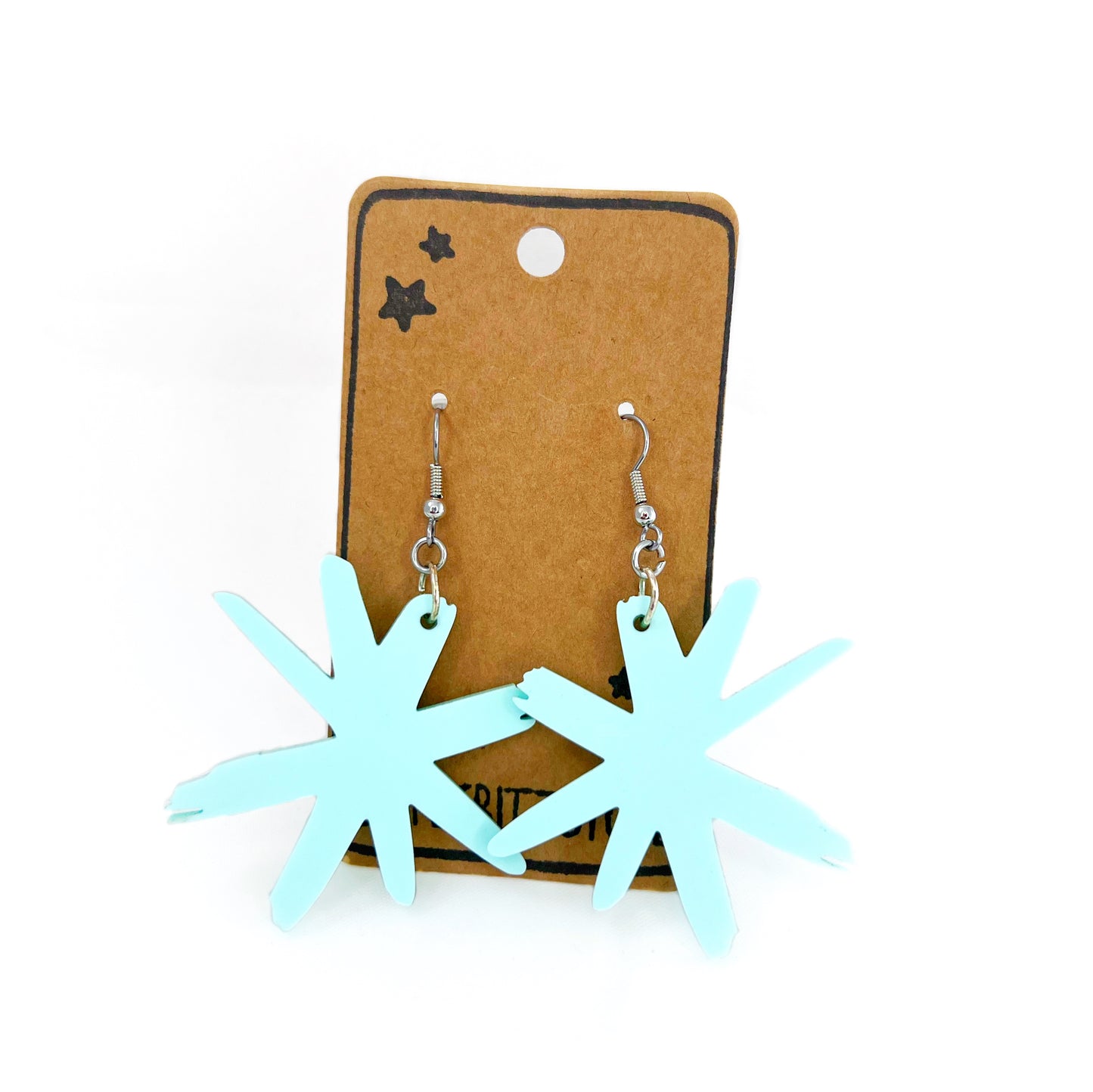 “sketchy asterisk” acrylic earrings - pastel blue - surgical steel