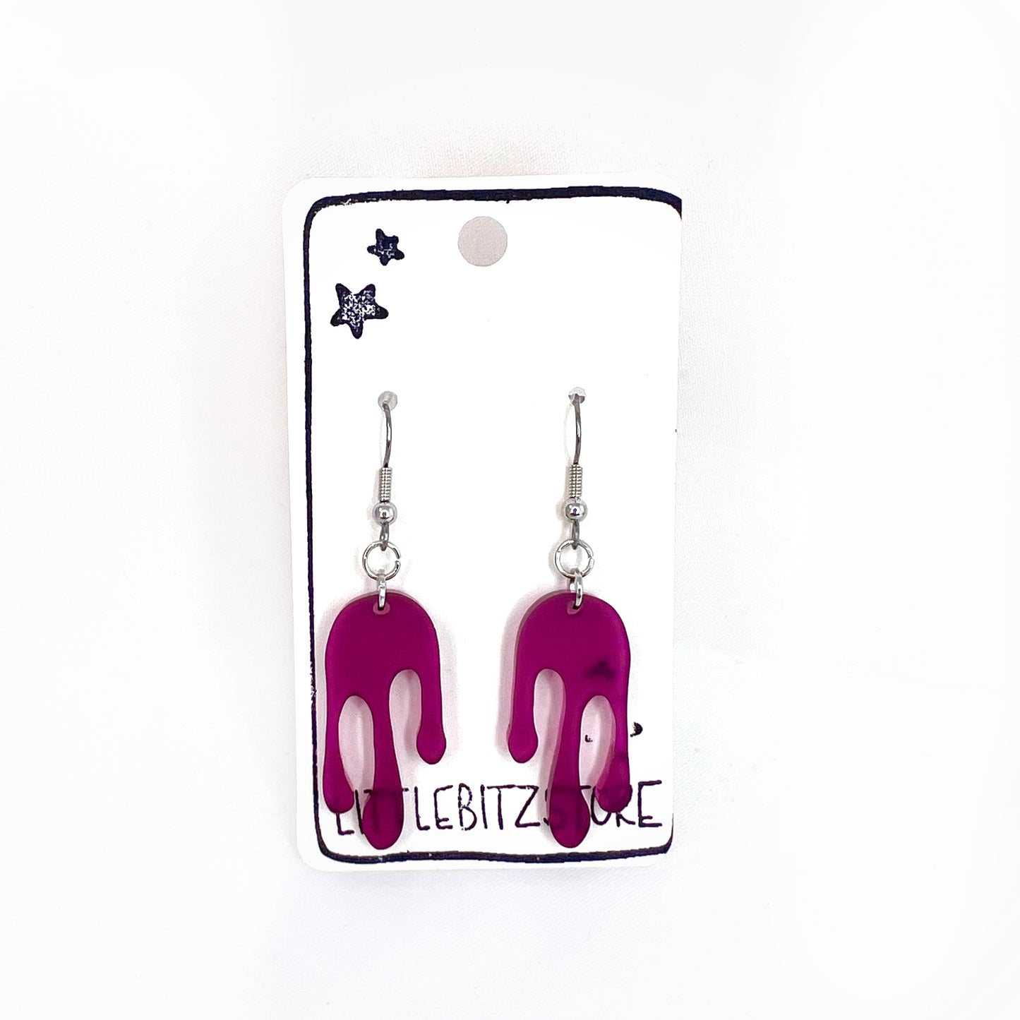 “drippy” acrylic earrings - matte plum - surgical steel
