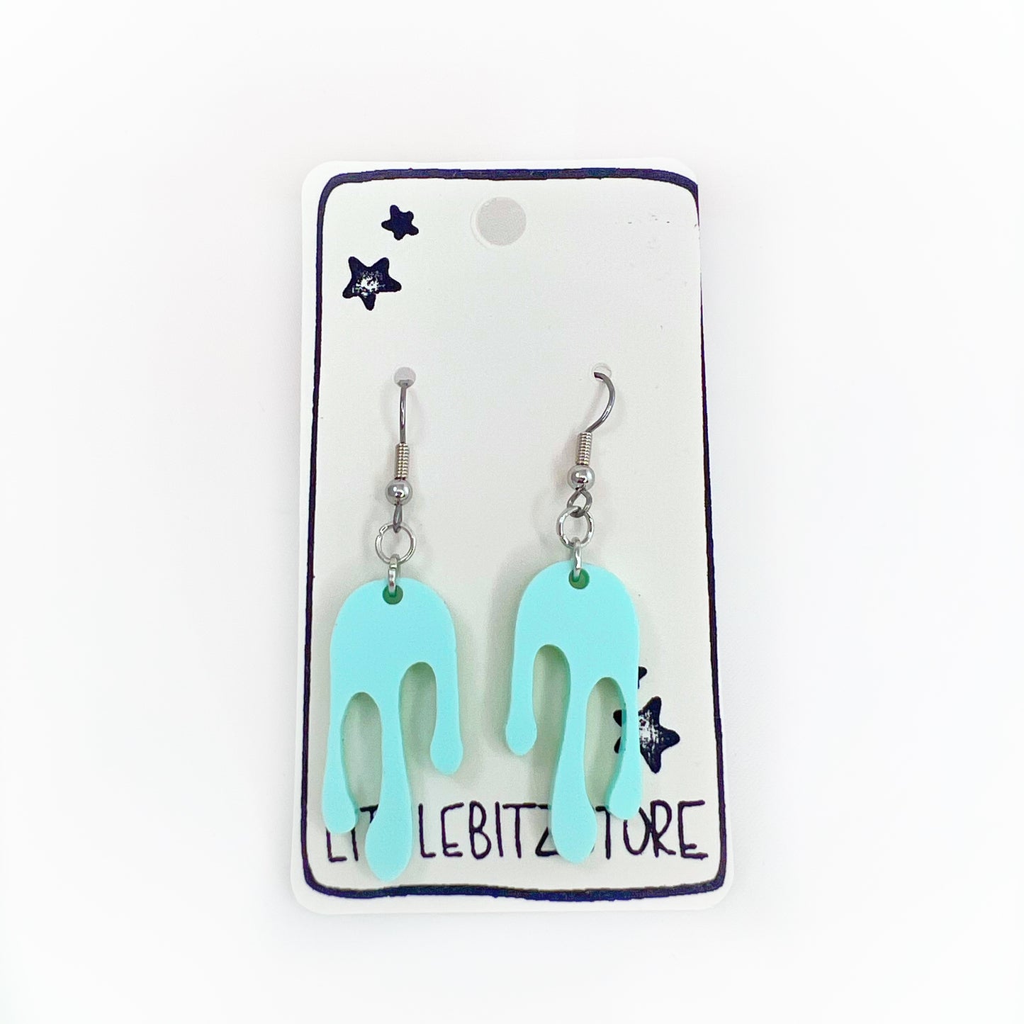 “drippy” acrylic earrings - pastel blue - surgical steel