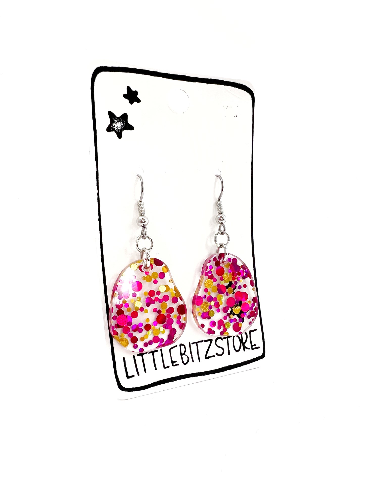 “blub” acrylic earrings - pink confetti glitz - surgical steel