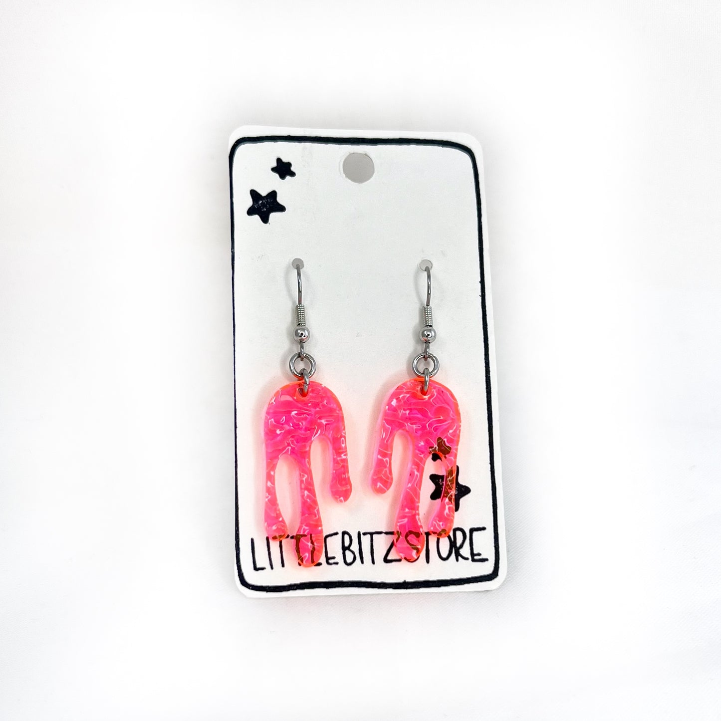 “drippy” acrylic earrings - fluorescent pink - surgical steel