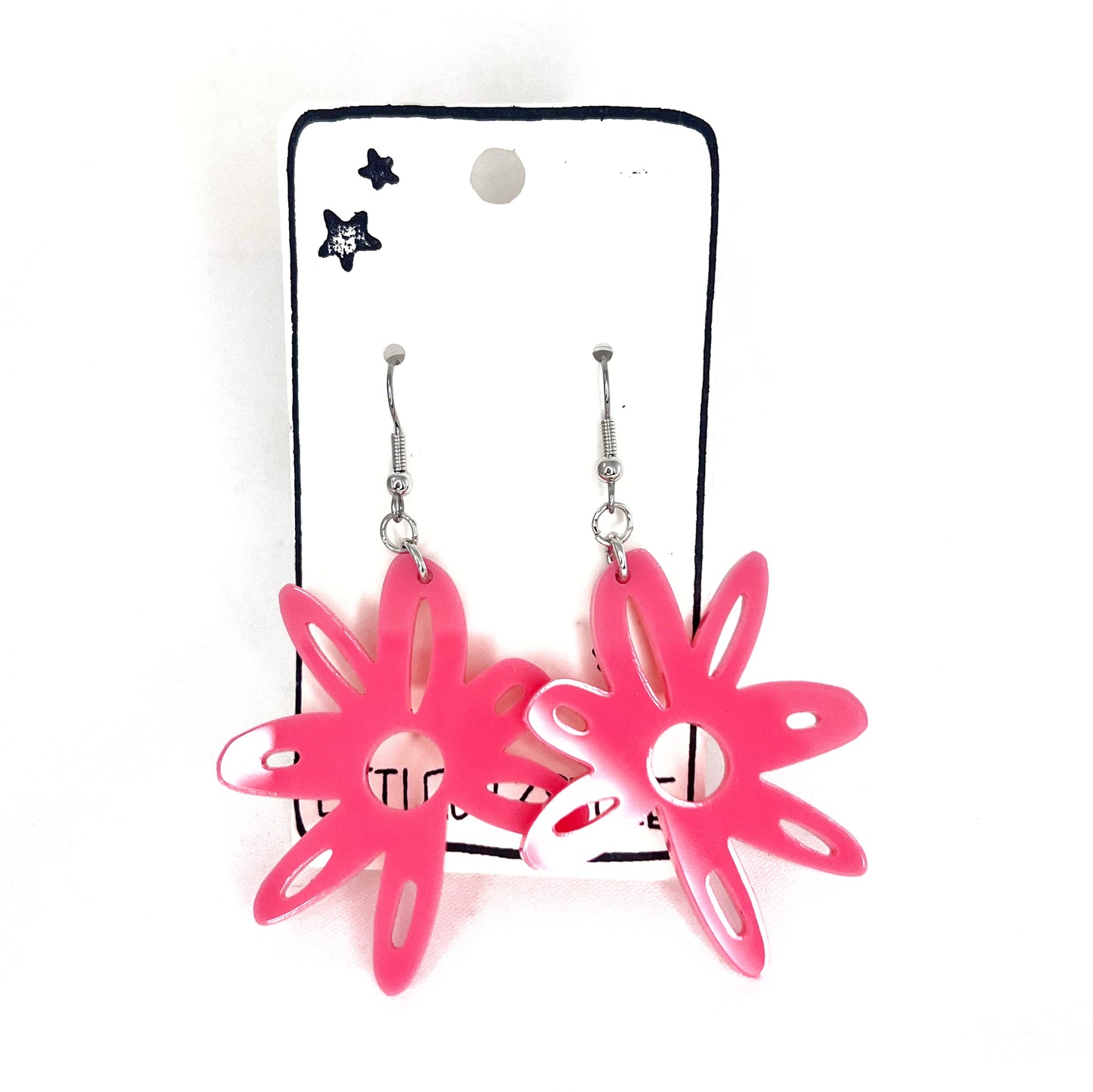 “doodle flower” acrylic earrings - pastel pink - surgical steel