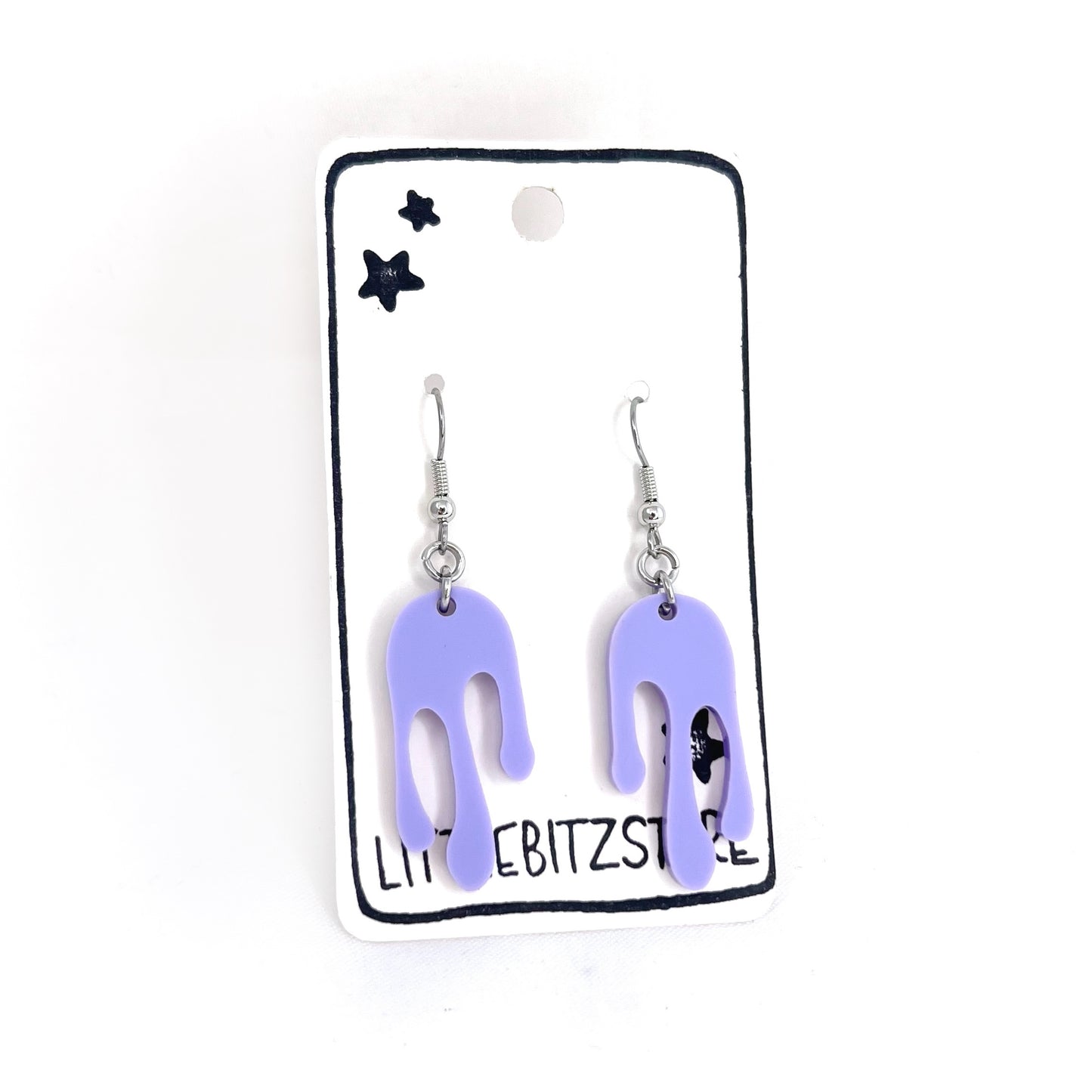 “drippy” acrylic earrings - periwinkle - surgical steel