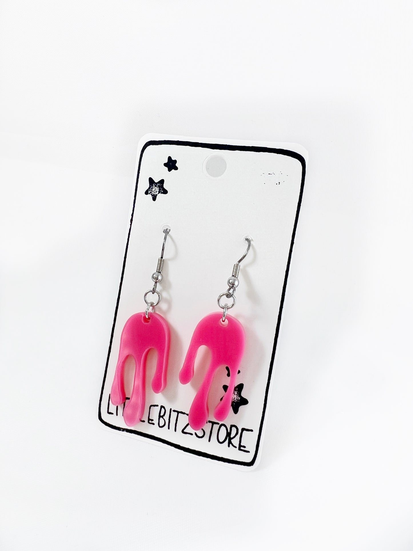 “drippy” acrylic earrings - pastel pink - surgical steel
