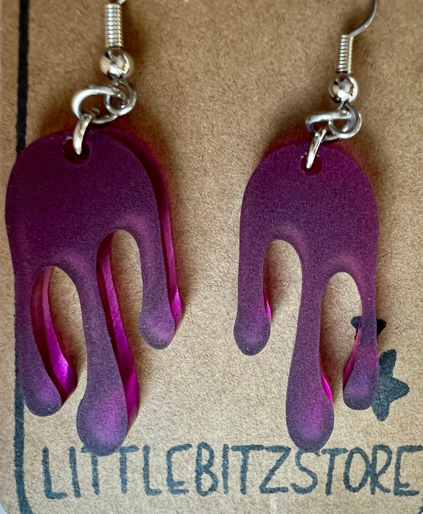 “drippy” acrylic earrings - matte plum - surgical steel