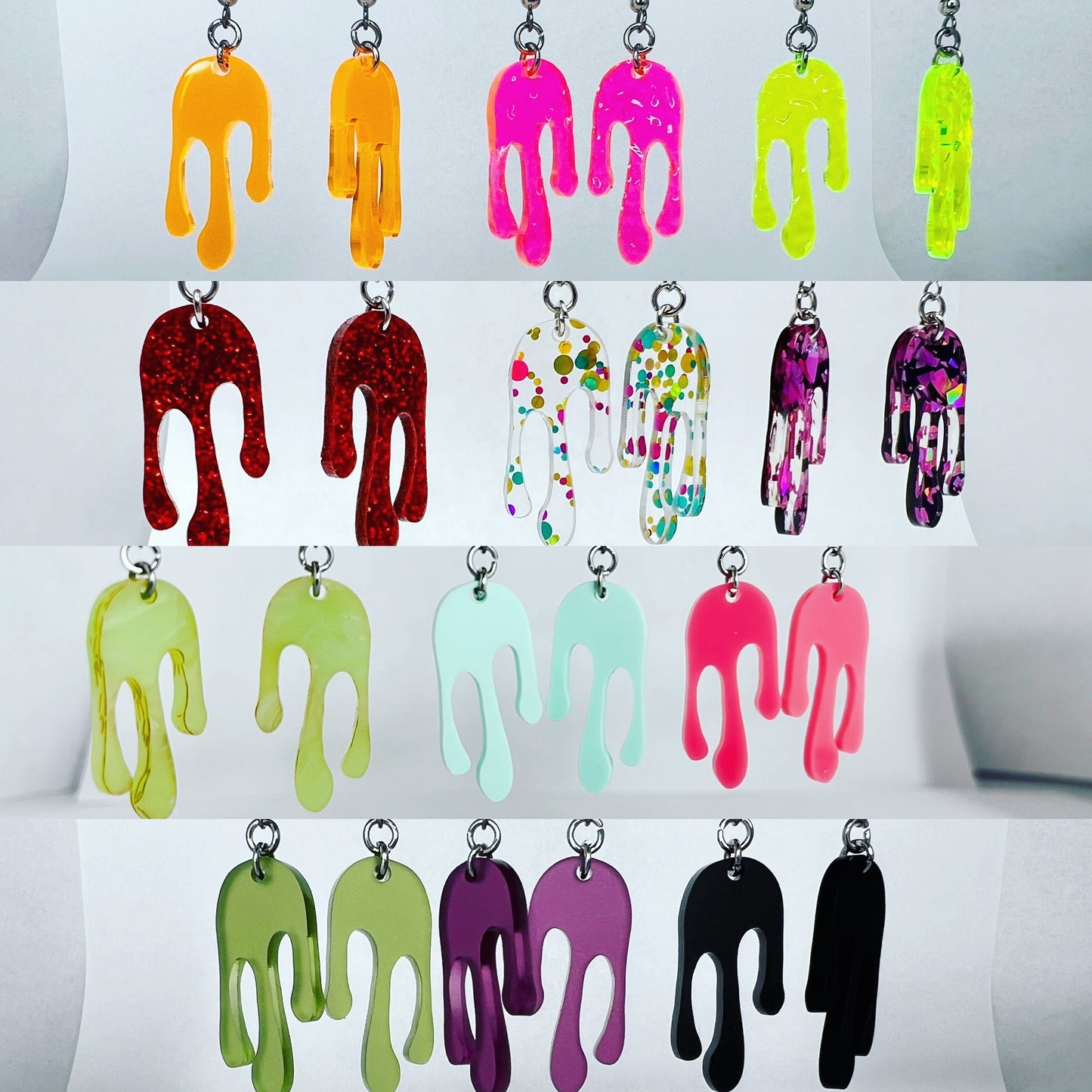 “drippy” acrylic earrings - pastel pink - surgical steel