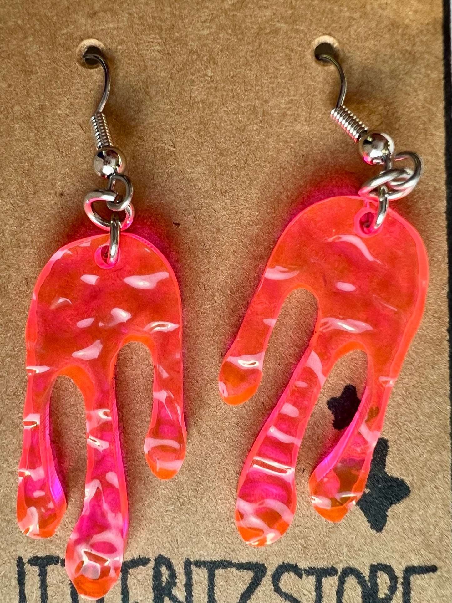 “drippy” acrylic earrings - fluorescent pink - surgical steel