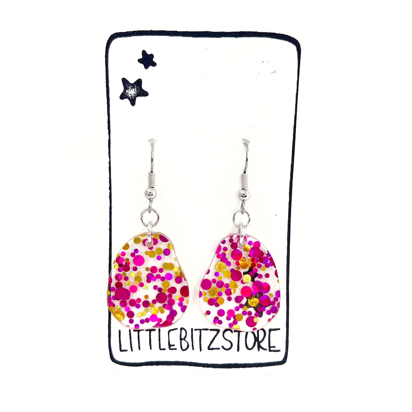 “blub” acrylic earrings - pink confetti glitz - surgical steel