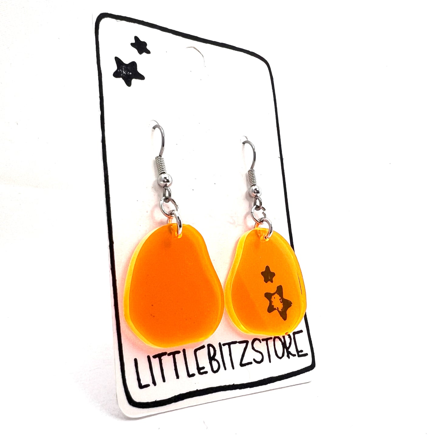 “blub” acrylic earrings - fluorescent orange - surgical steel