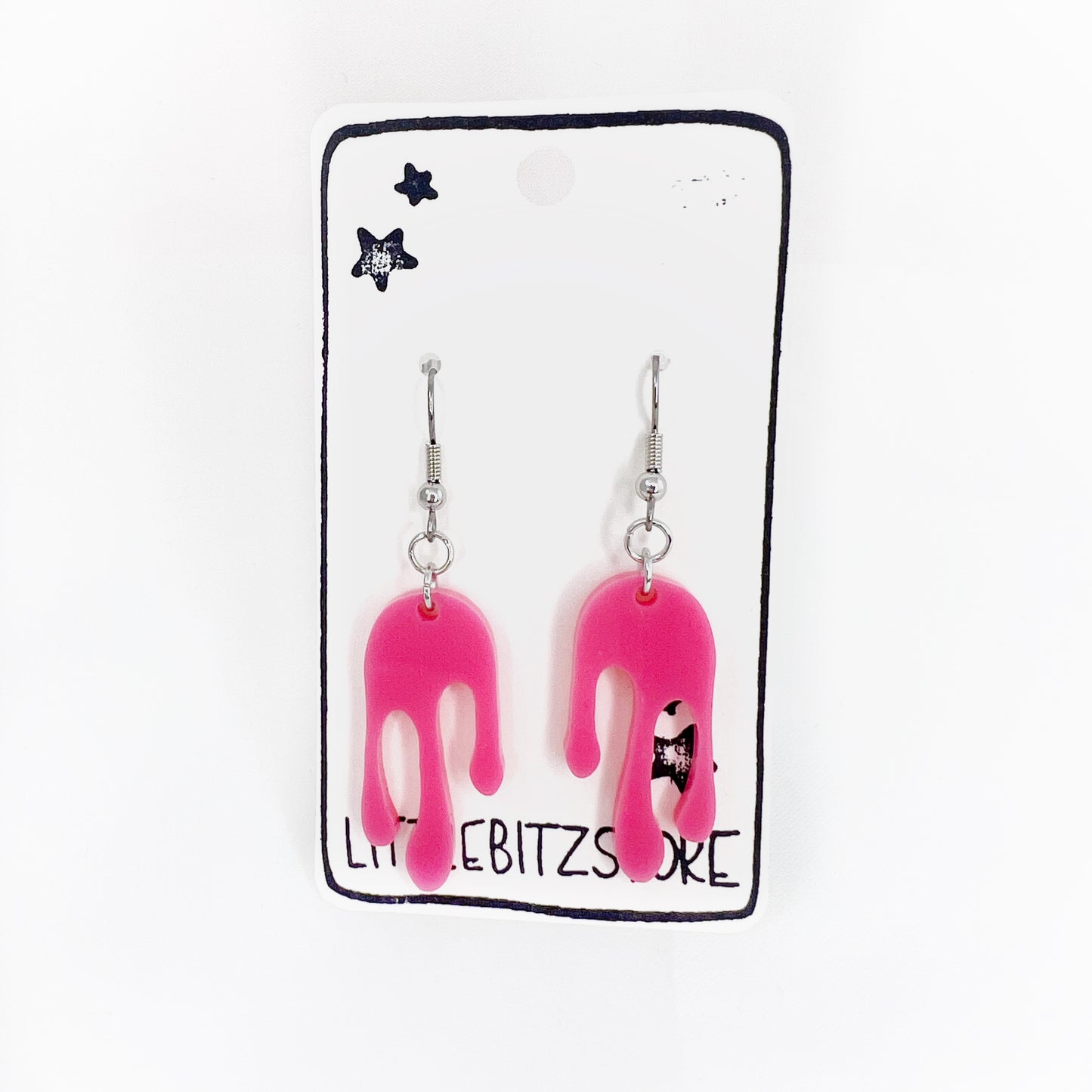 “drippy” acrylic earrings - pastel pink - surgical steel