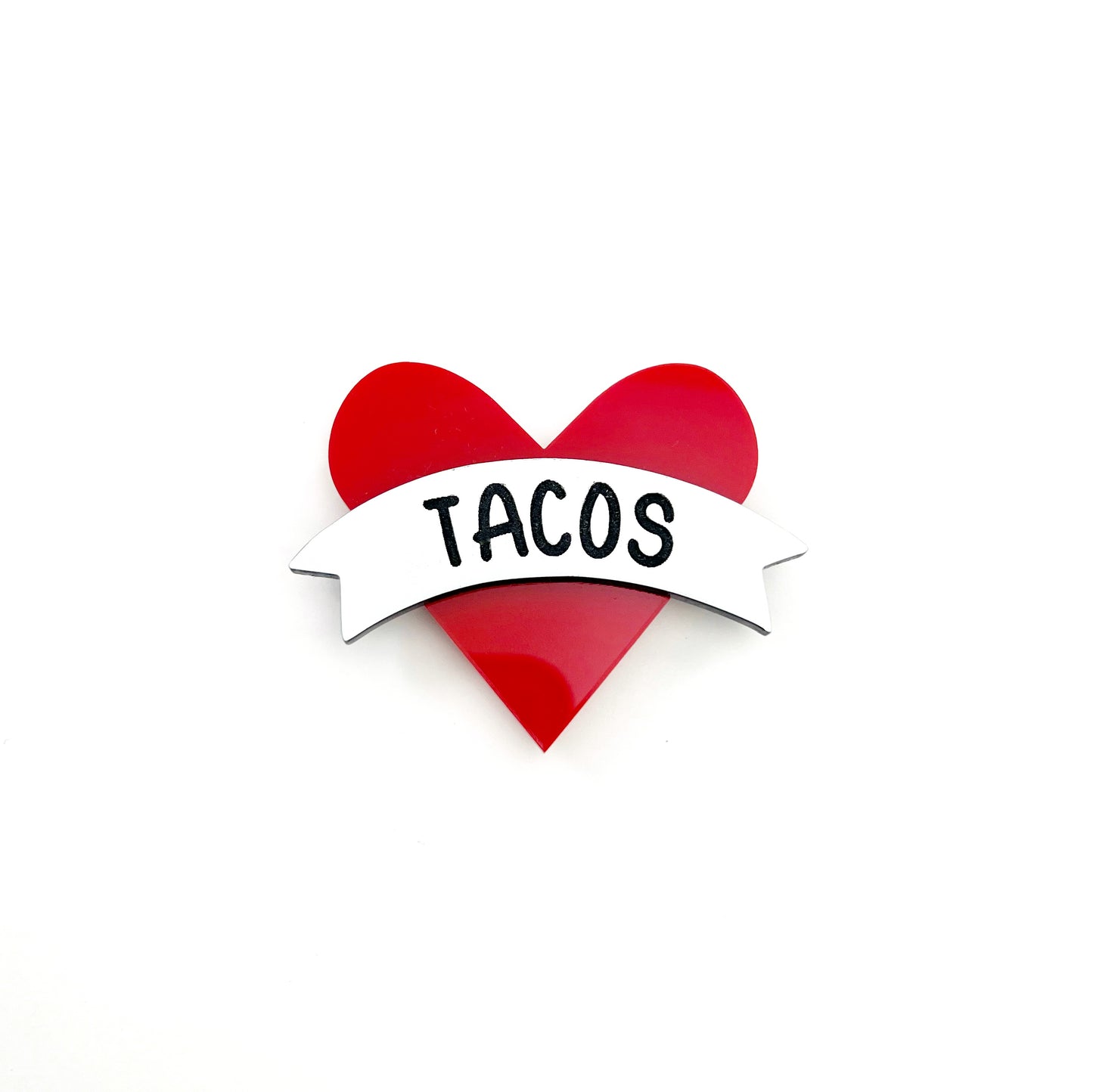 “TACOS" old school tattoo heart - acrylic magnet