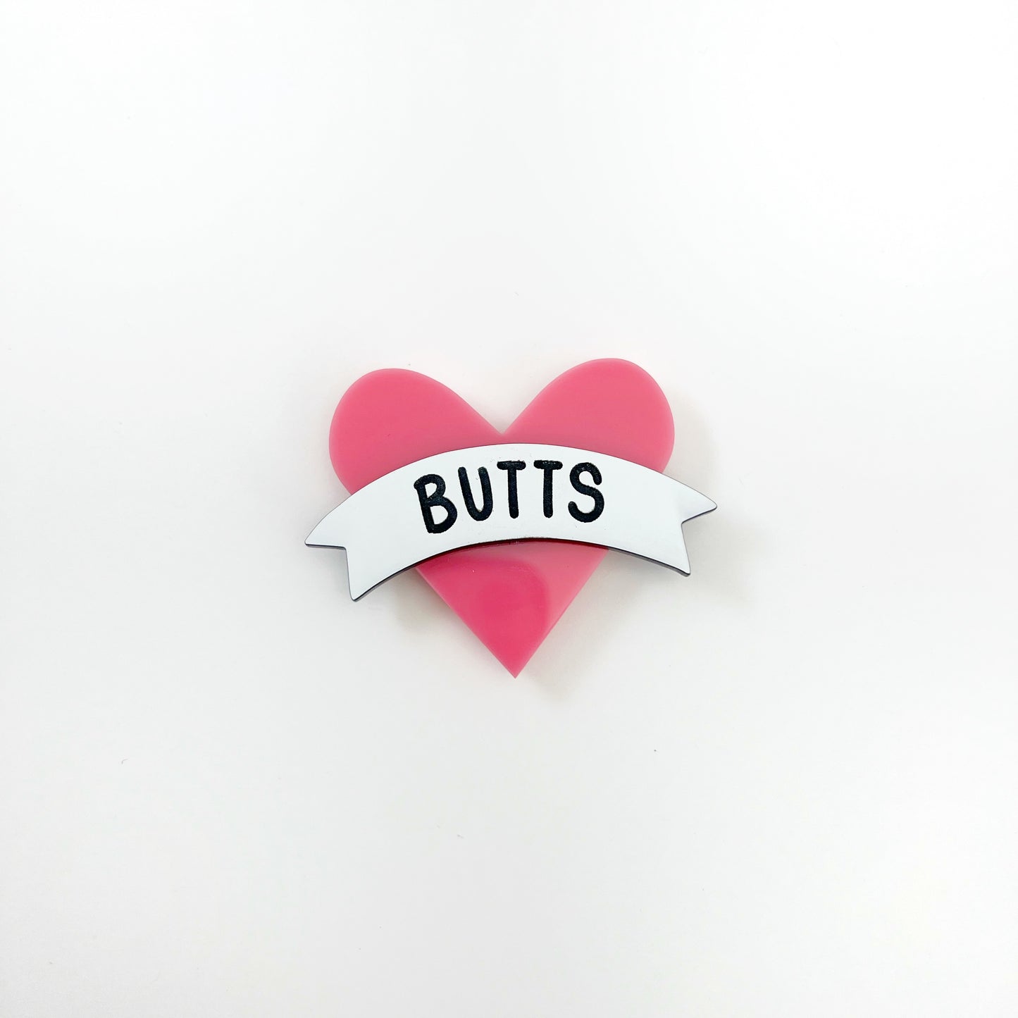 “BUTTS" old school tattoo heart - acrylic magnet