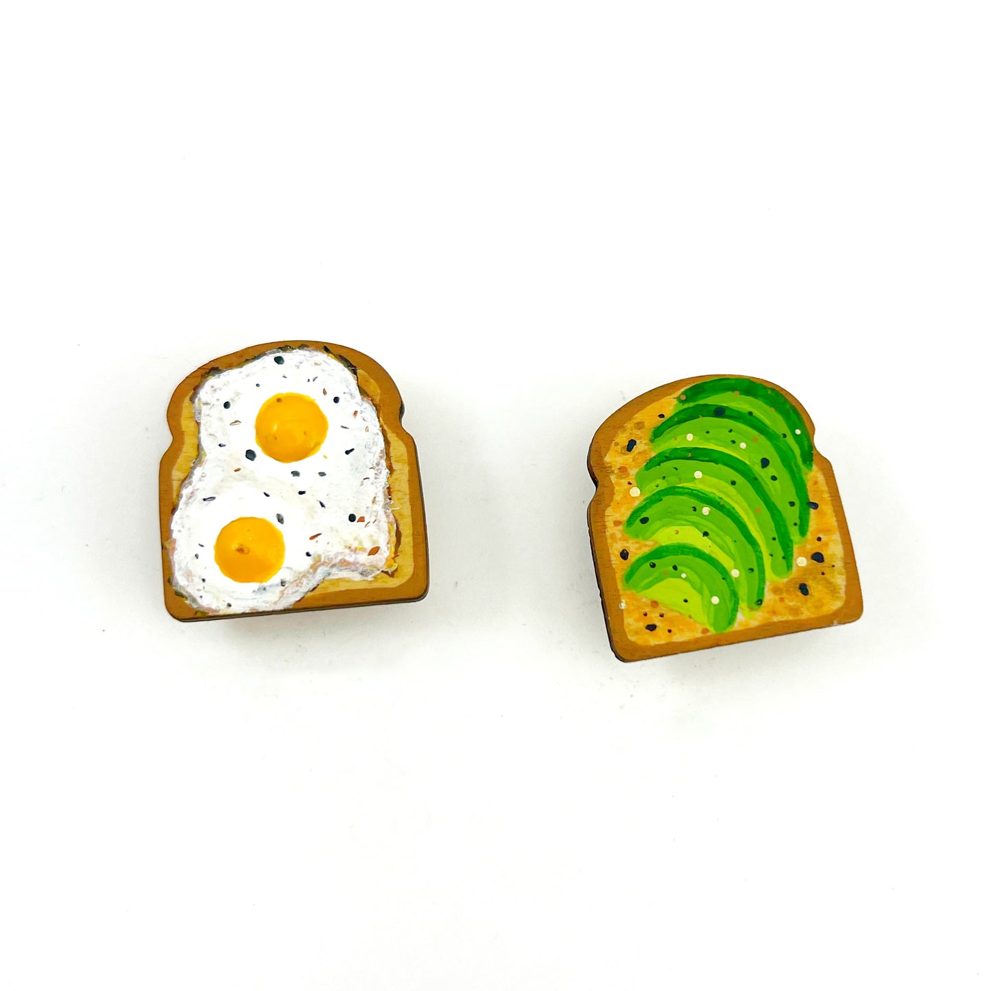 avocado and fried egg tiny toast magnet duo