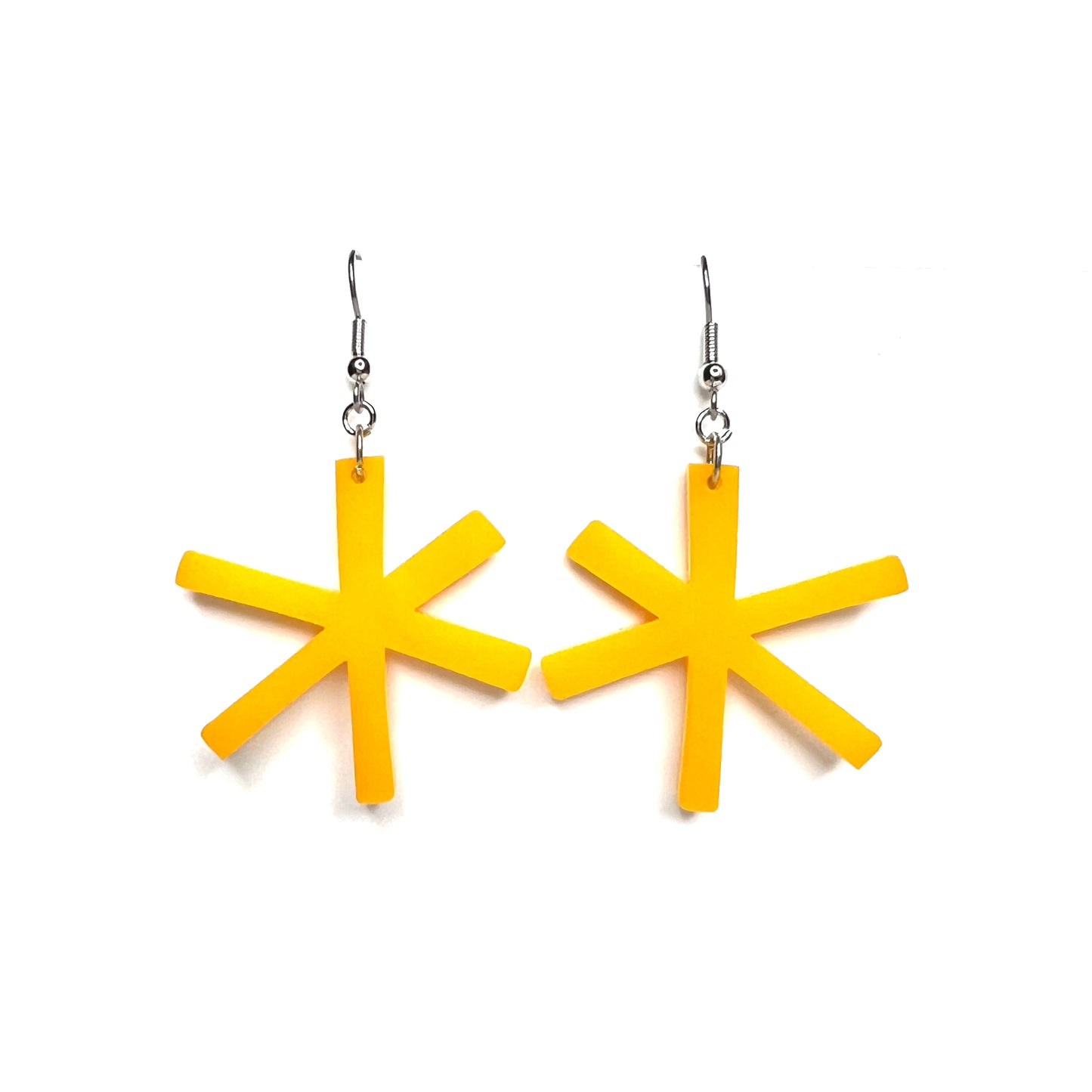 “funky asterisk” acrylic earrings - marigold - surgical steel