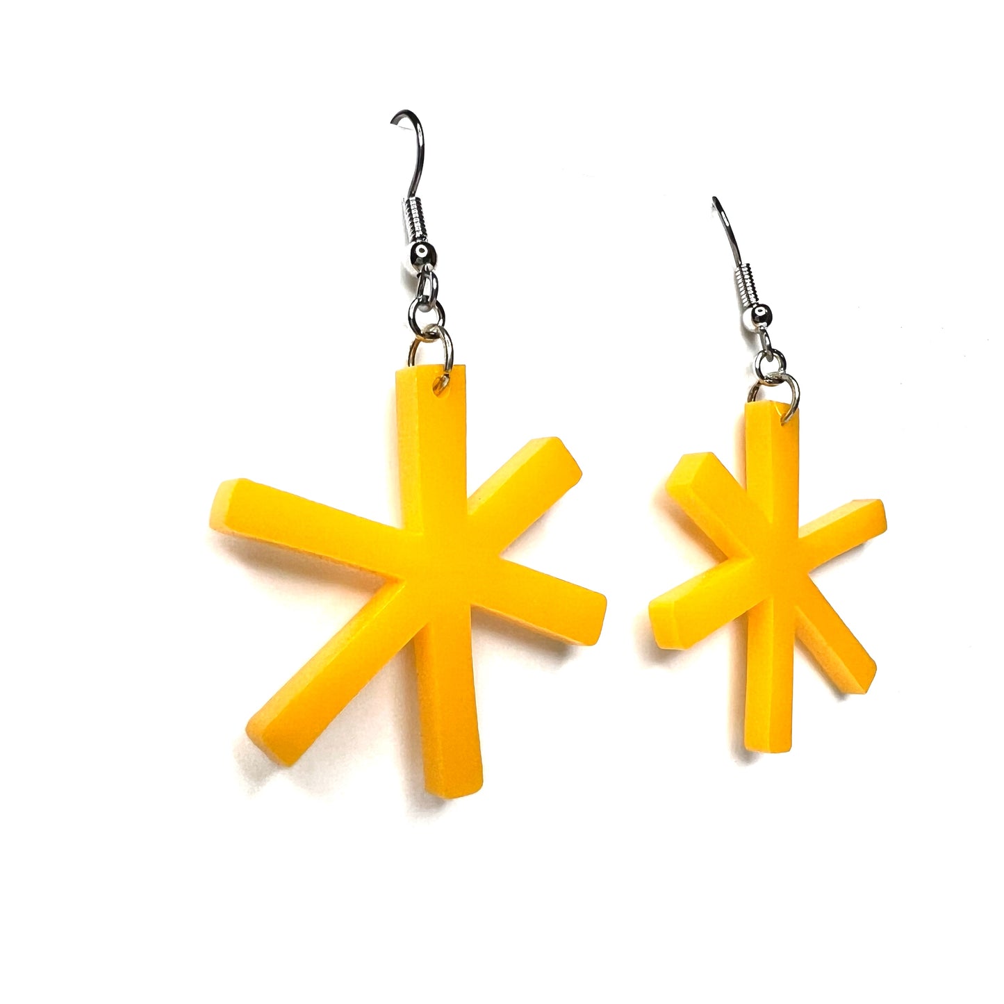 “funky asterisk” acrylic earrings - marigold - surgical steel