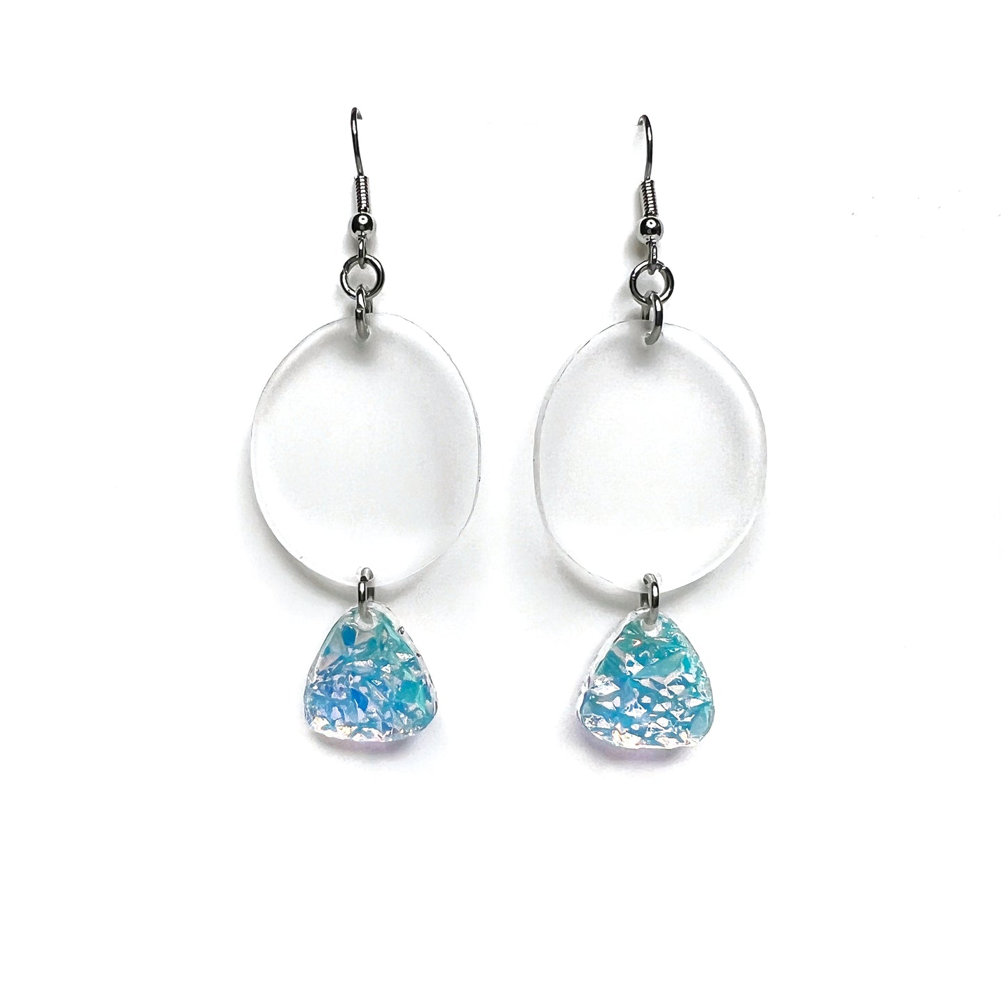 “two tier geo” acrylic earrings - frosted window - surgical steel