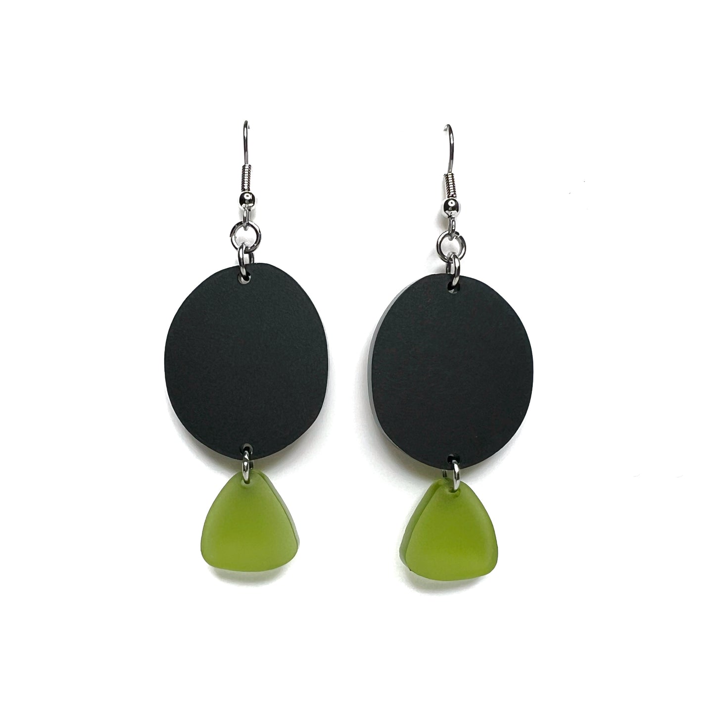 “two tier geo” acrylic earrings - matte black - surgical steel