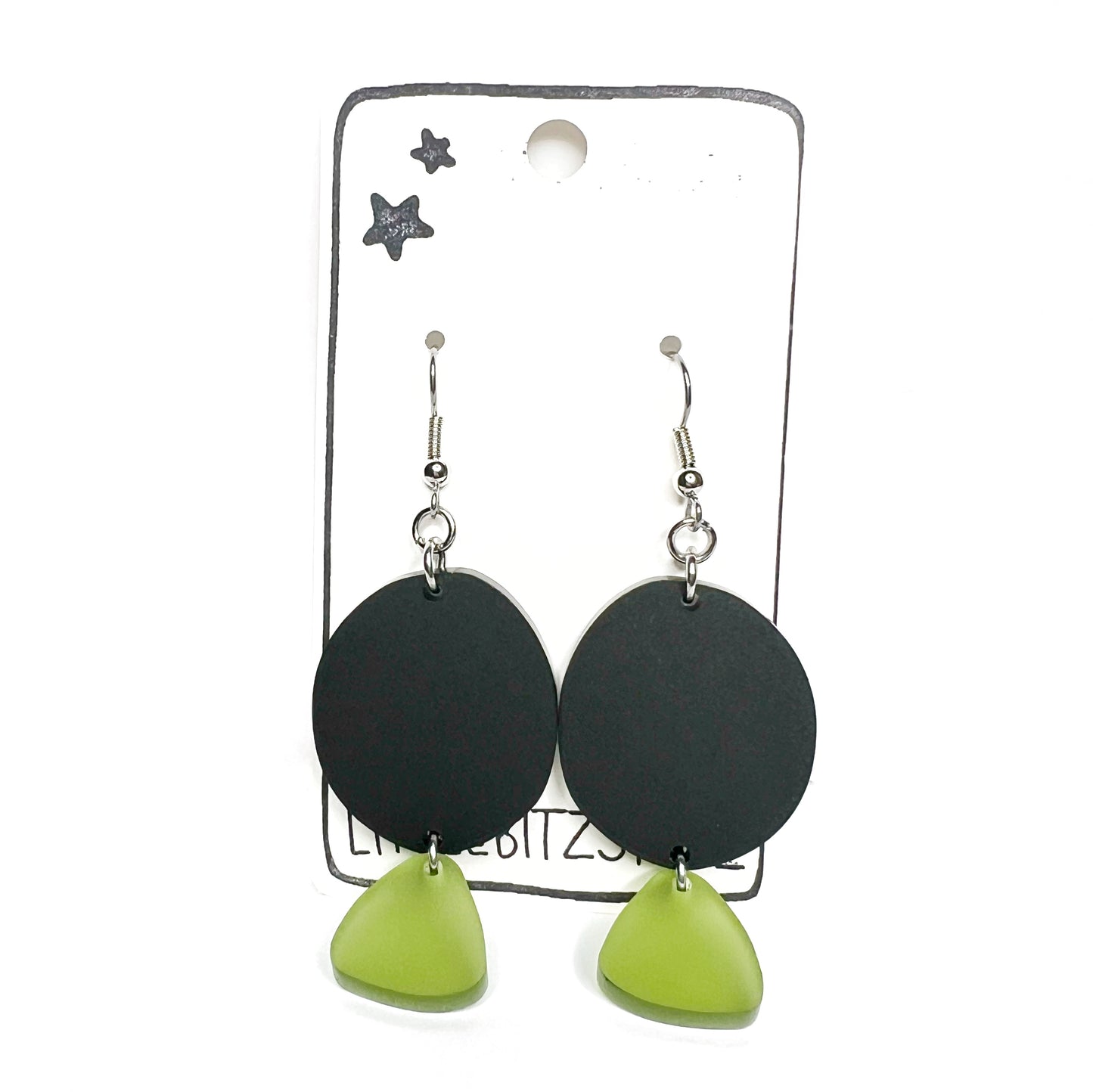 “two tier geo” acrylic earrings - matte black - surgical steel