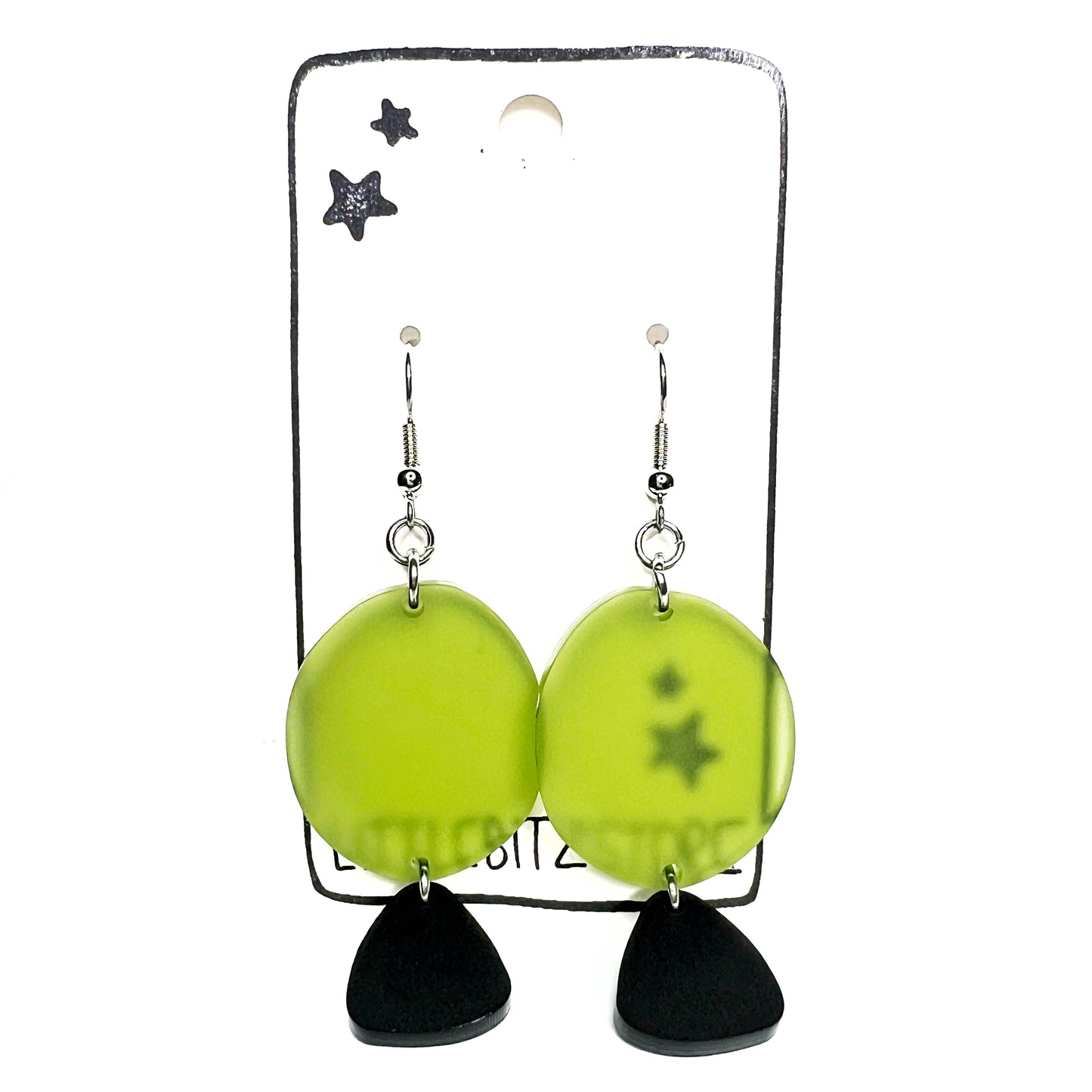 “two tier geo” acrylic earrings - matte olive - surgical steel