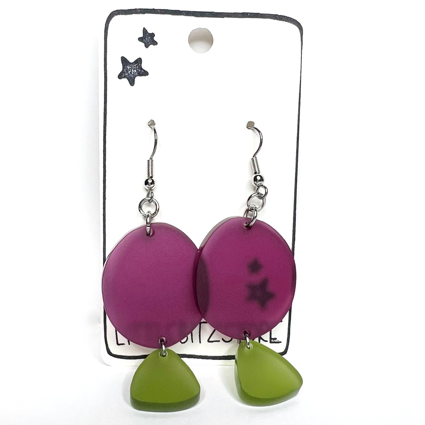 “two tier geo” acrylic earrings - matte plum - surgical steel