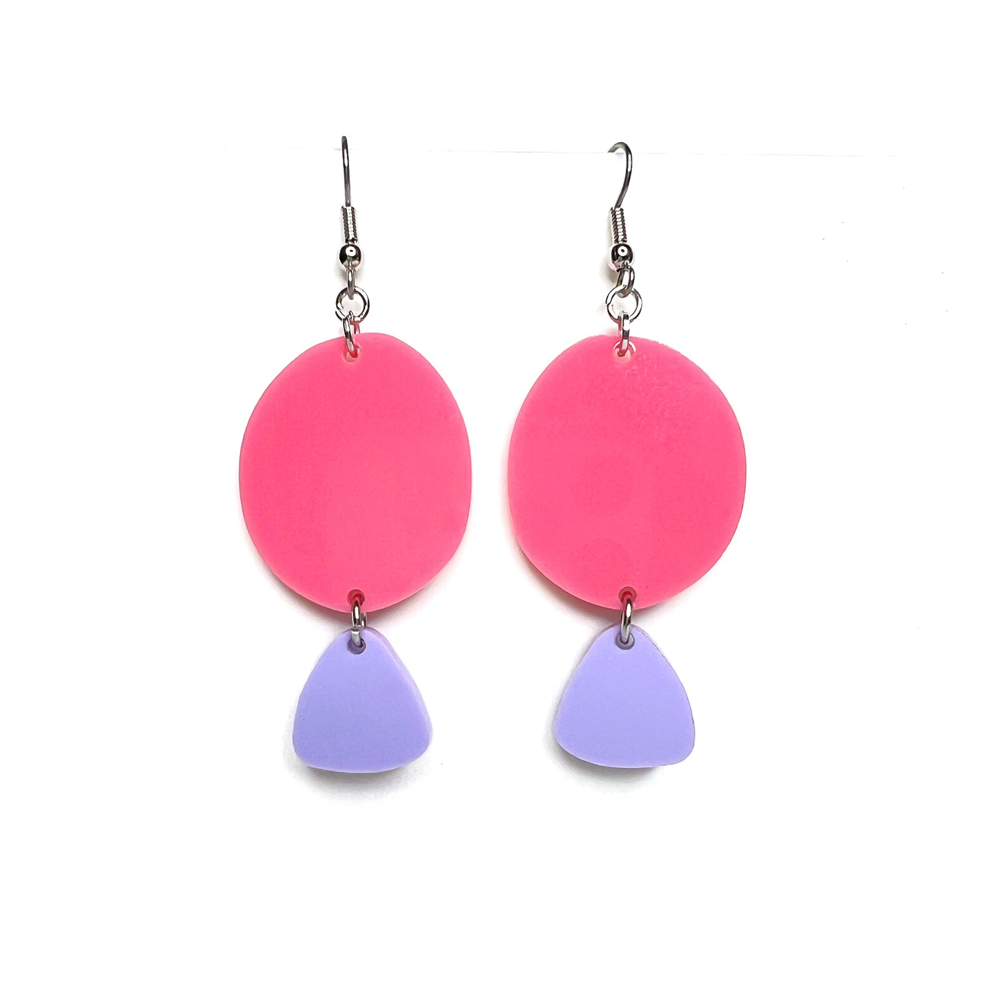 “two tier geo” acrylic earrings - pastel pink - surgical steel