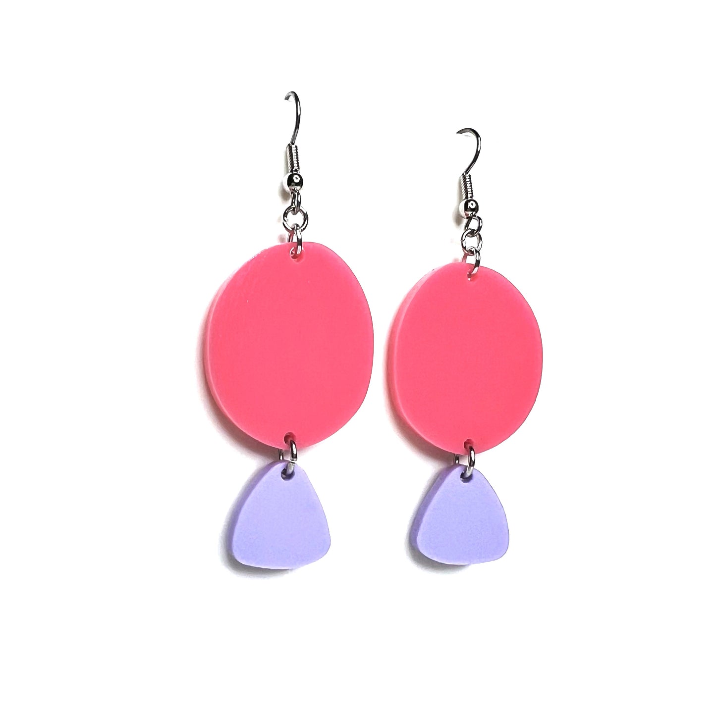 “two tier geo” acrylic earrings - pastel pink - surgical steel