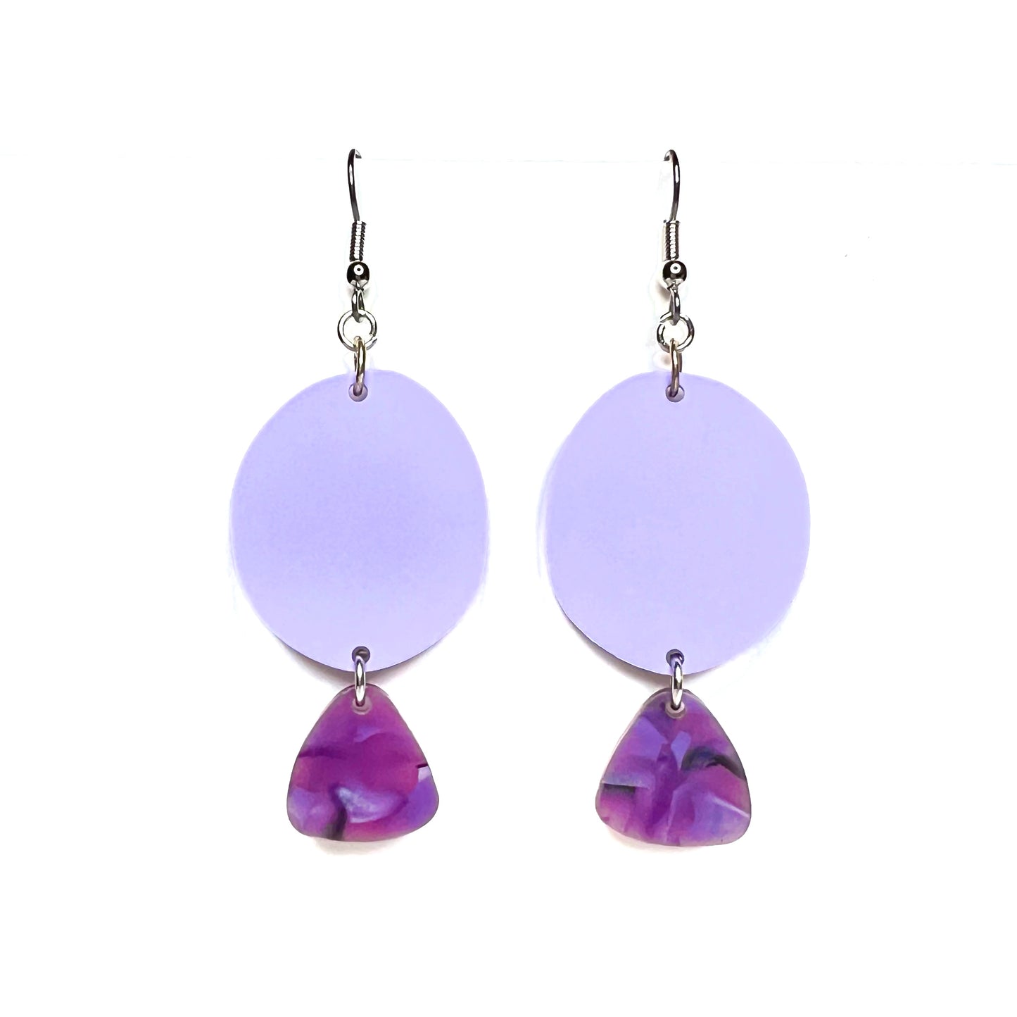 “two tier geo” acrylic earrings - periwinkle - surgical steel