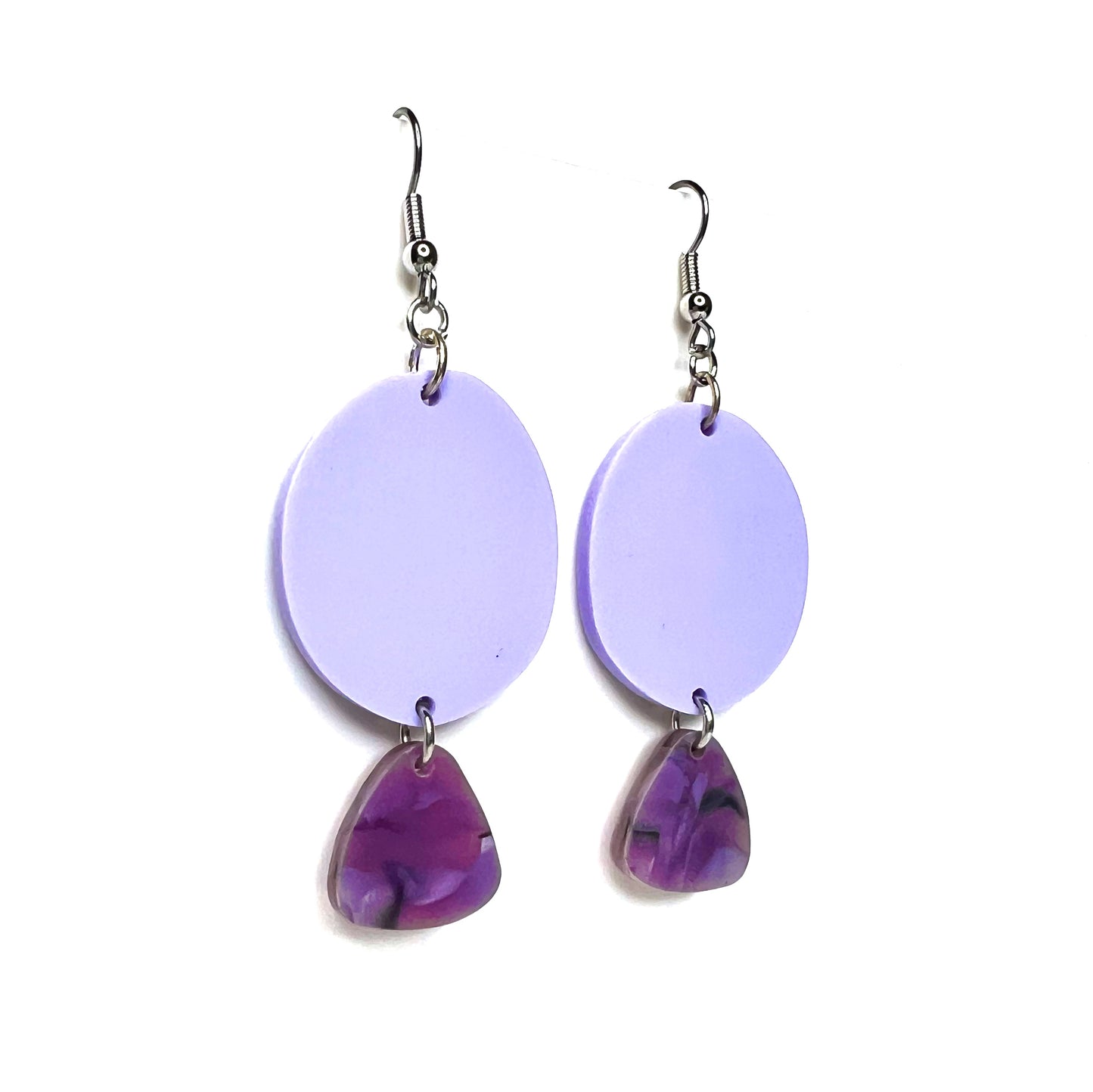 “two tier geo” acrylic earrings - periwinkle - surgical steel