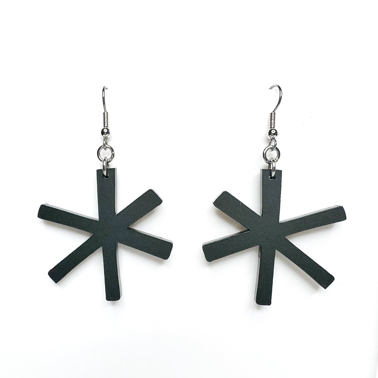 “funky asterisk” acrylic earrings - matte black - surgical steel