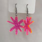 Sketchy Asterisk Acrylic Earrings - Fluorescent Pink - Surgical Steel Hook
