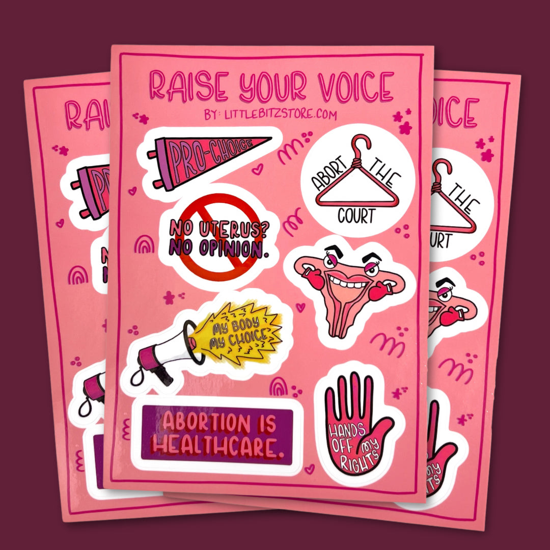 raise your voice pro-choice - vinyl sticker sheet