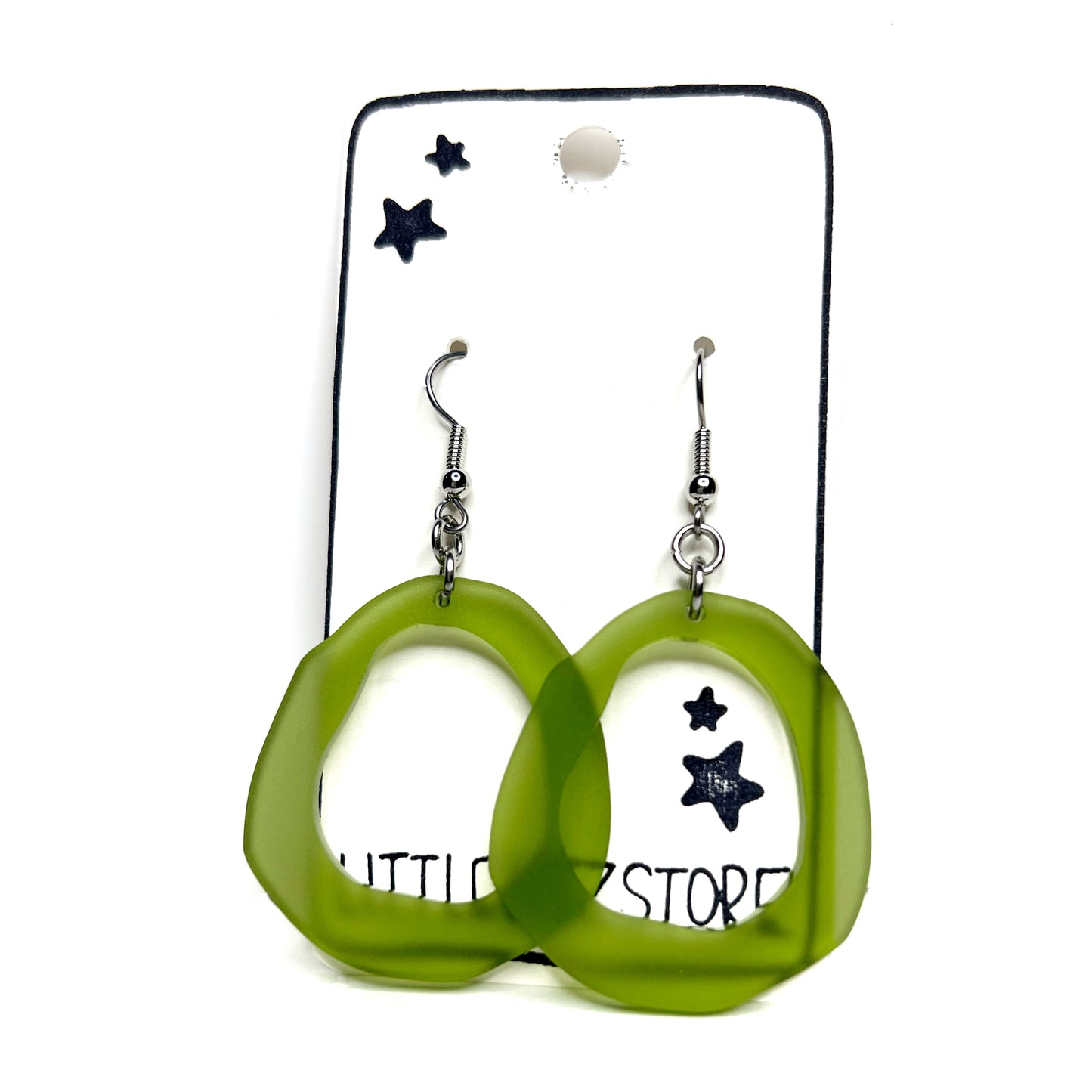 “sketchy round” acrylic earrings - matte olive - surgical steel