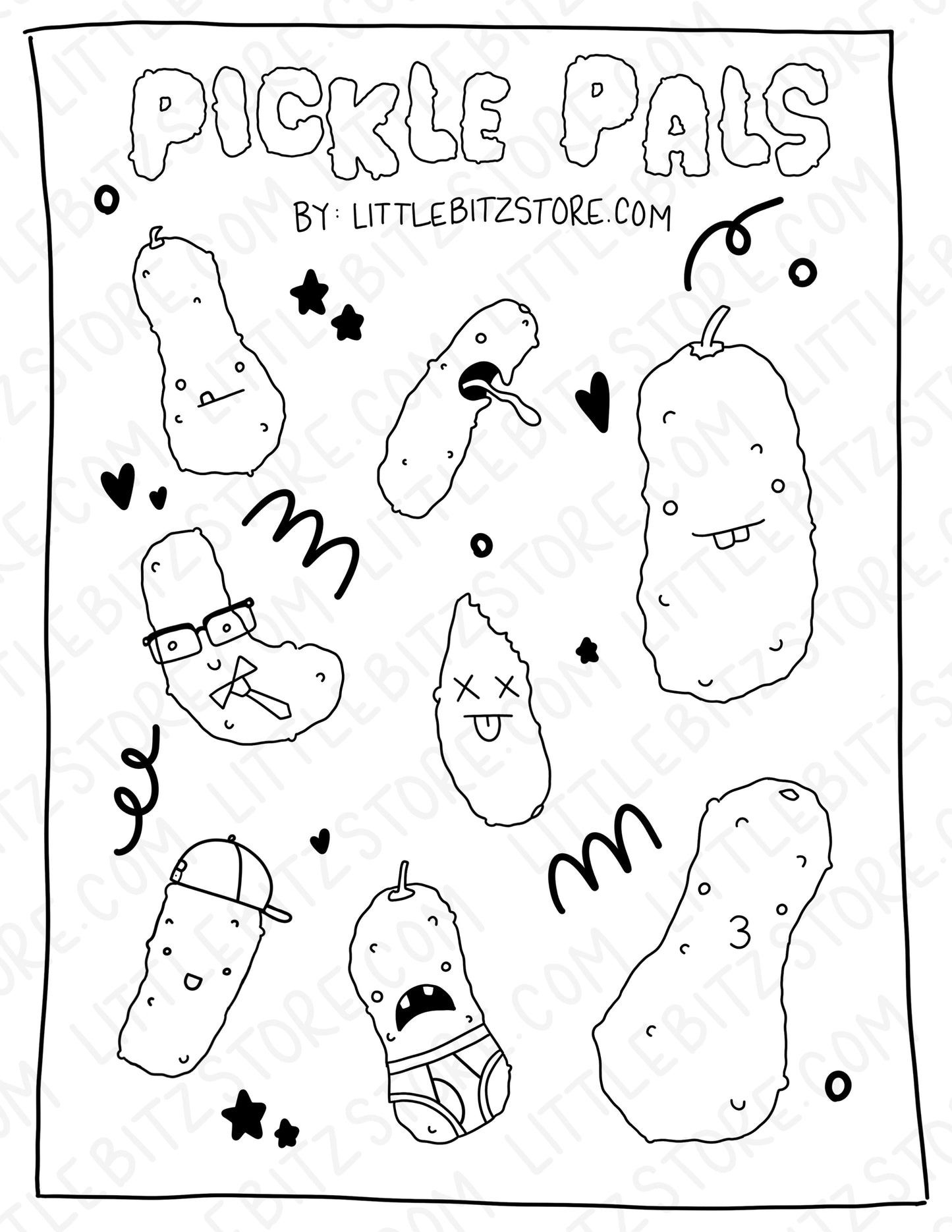 pickle pals coloring page - *DIGITAL DOWNLOAD*