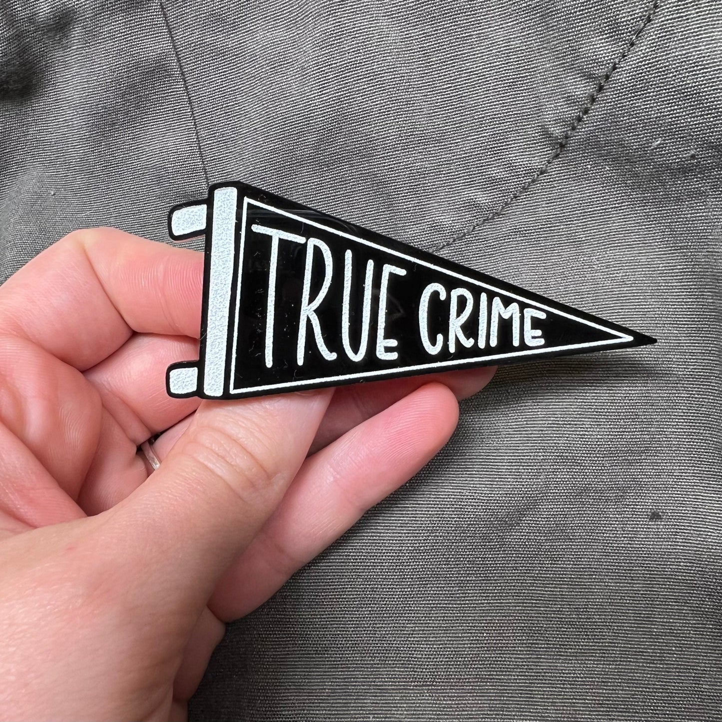 “TRUE CRIME” pennant - acrylic brooch