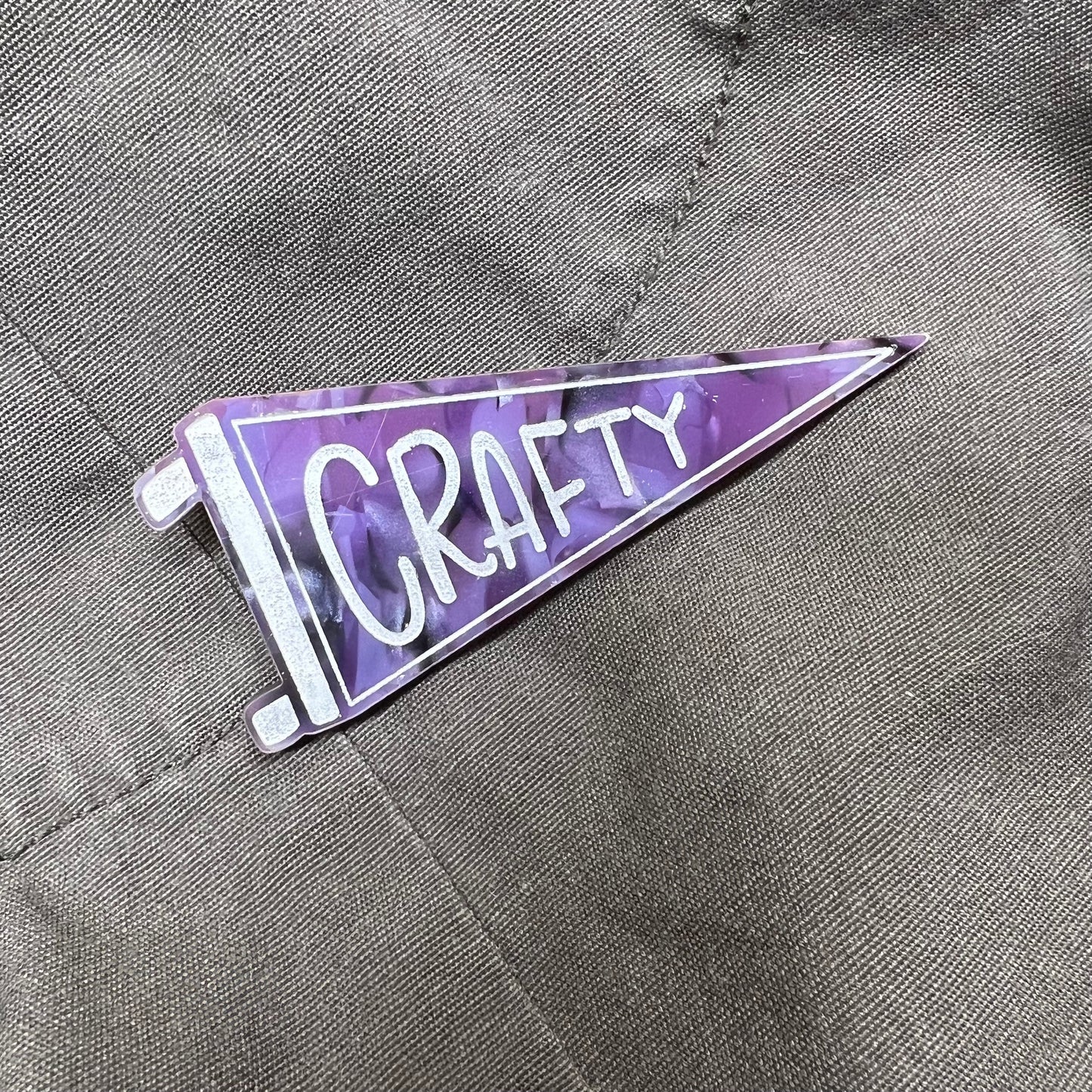 “CRAFTY” pennant - acrylic brooch
