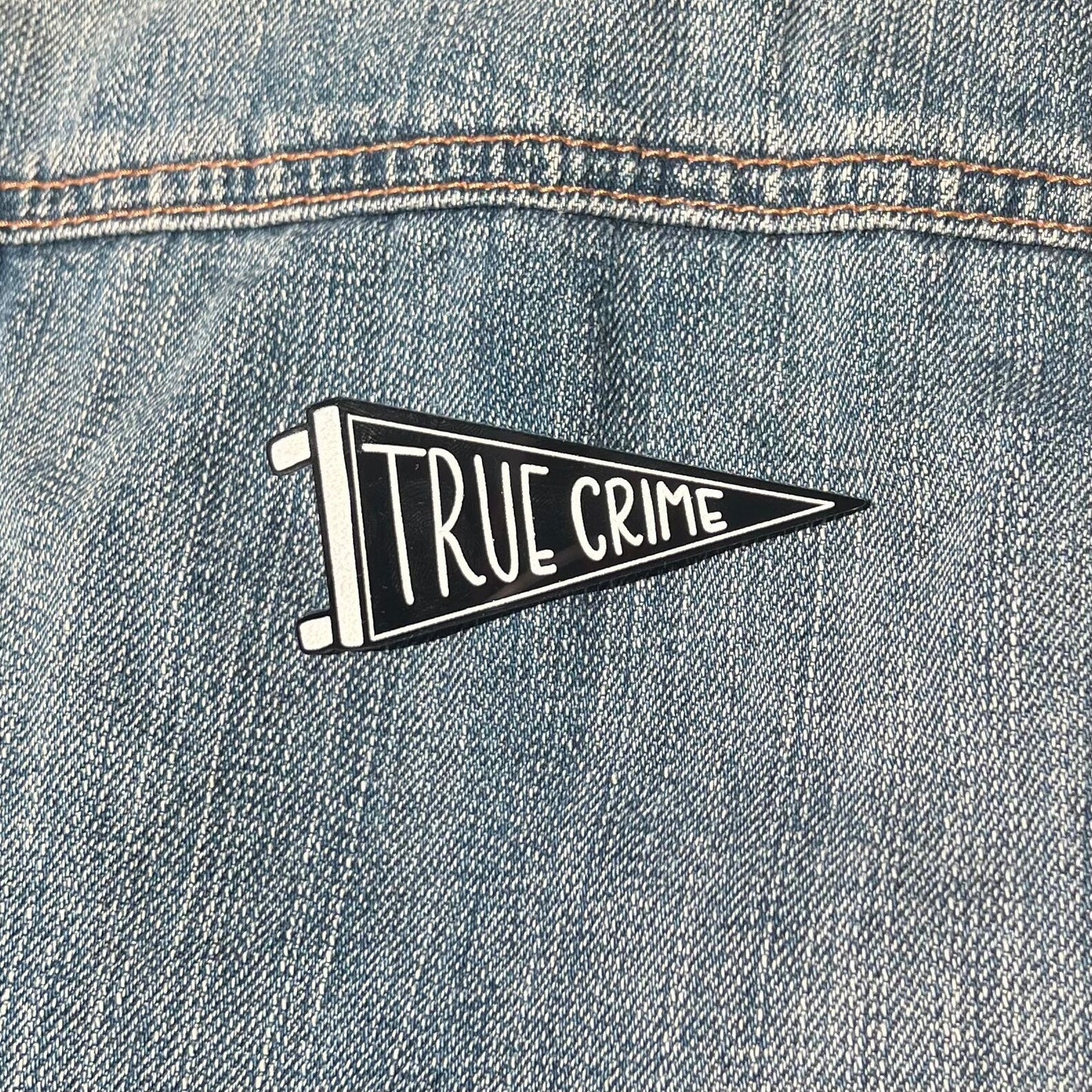 “TRUE CRIME” pennant - acrylic brooch