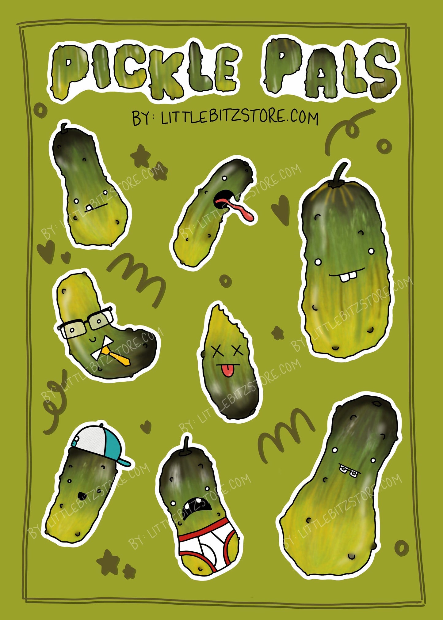 Pickle Stickers - Pickle Pals Sticker Sheet - Waterproof Vinyl Stickers