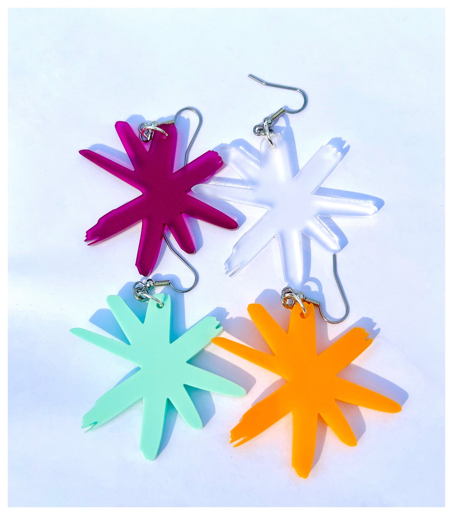 Sketchy Asterisk Acrylic Earrings