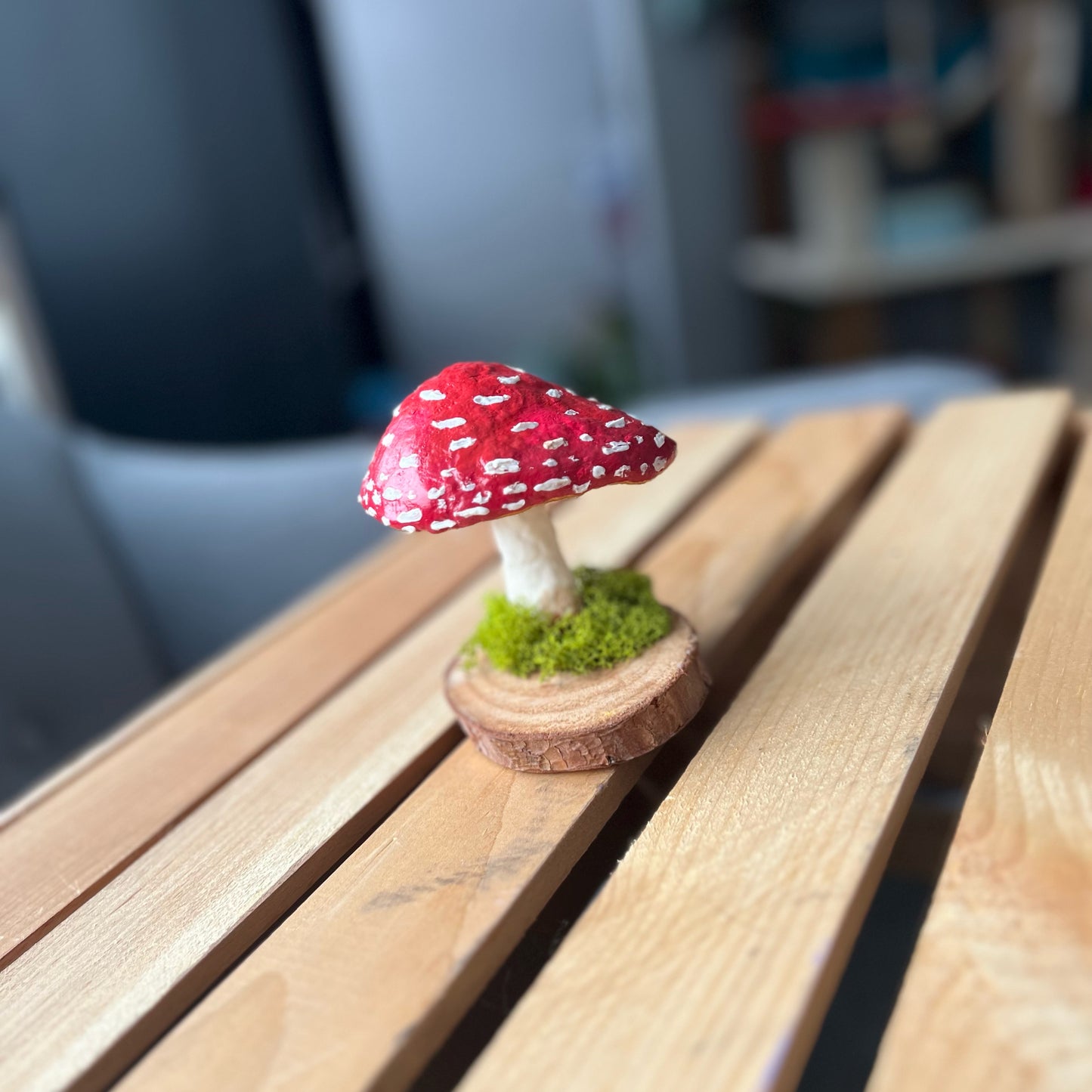 mushroom paper mache sculpture - "umbrella mushie"