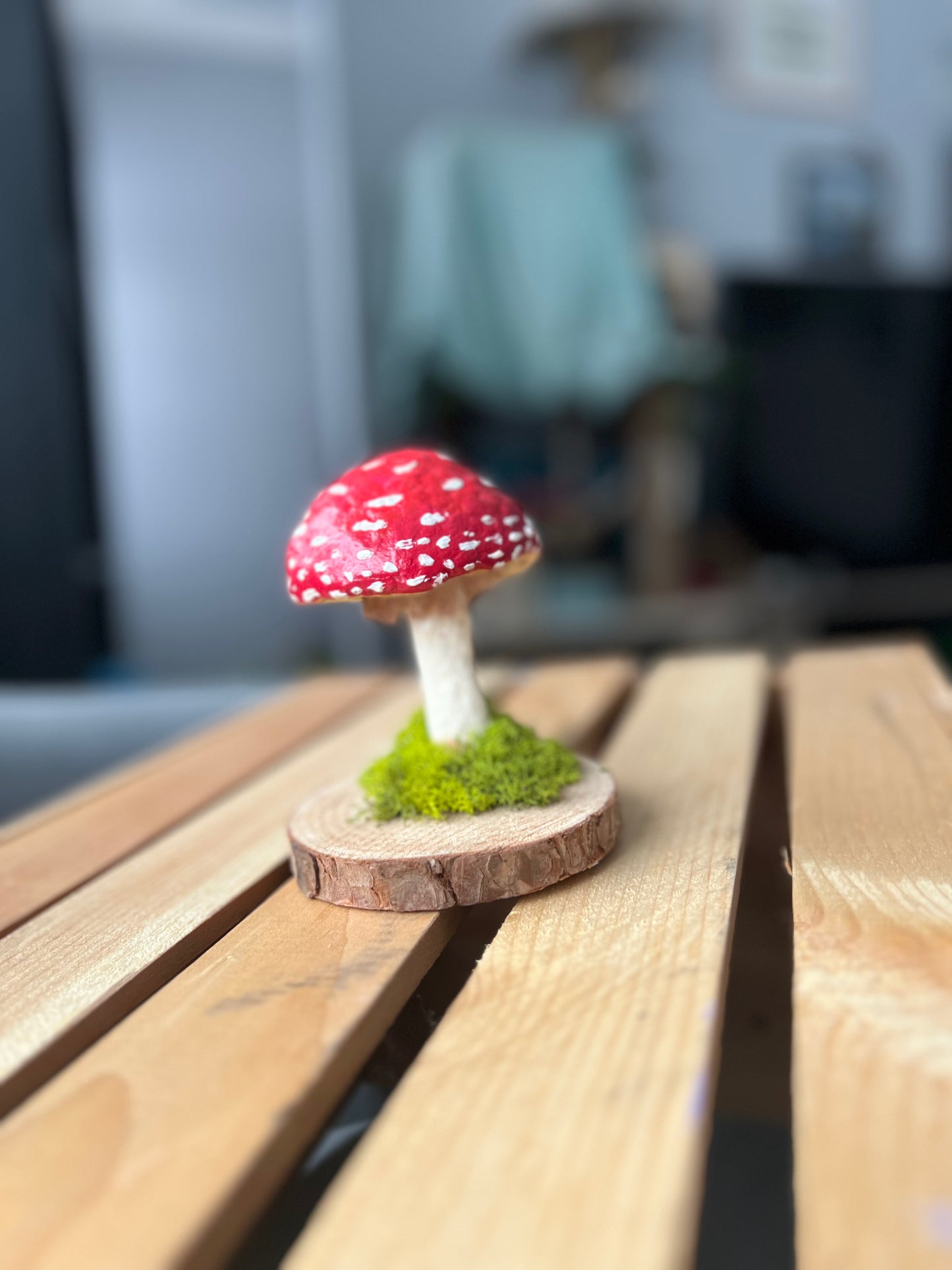 mushroom paper mache sculpture - "capped mushie"