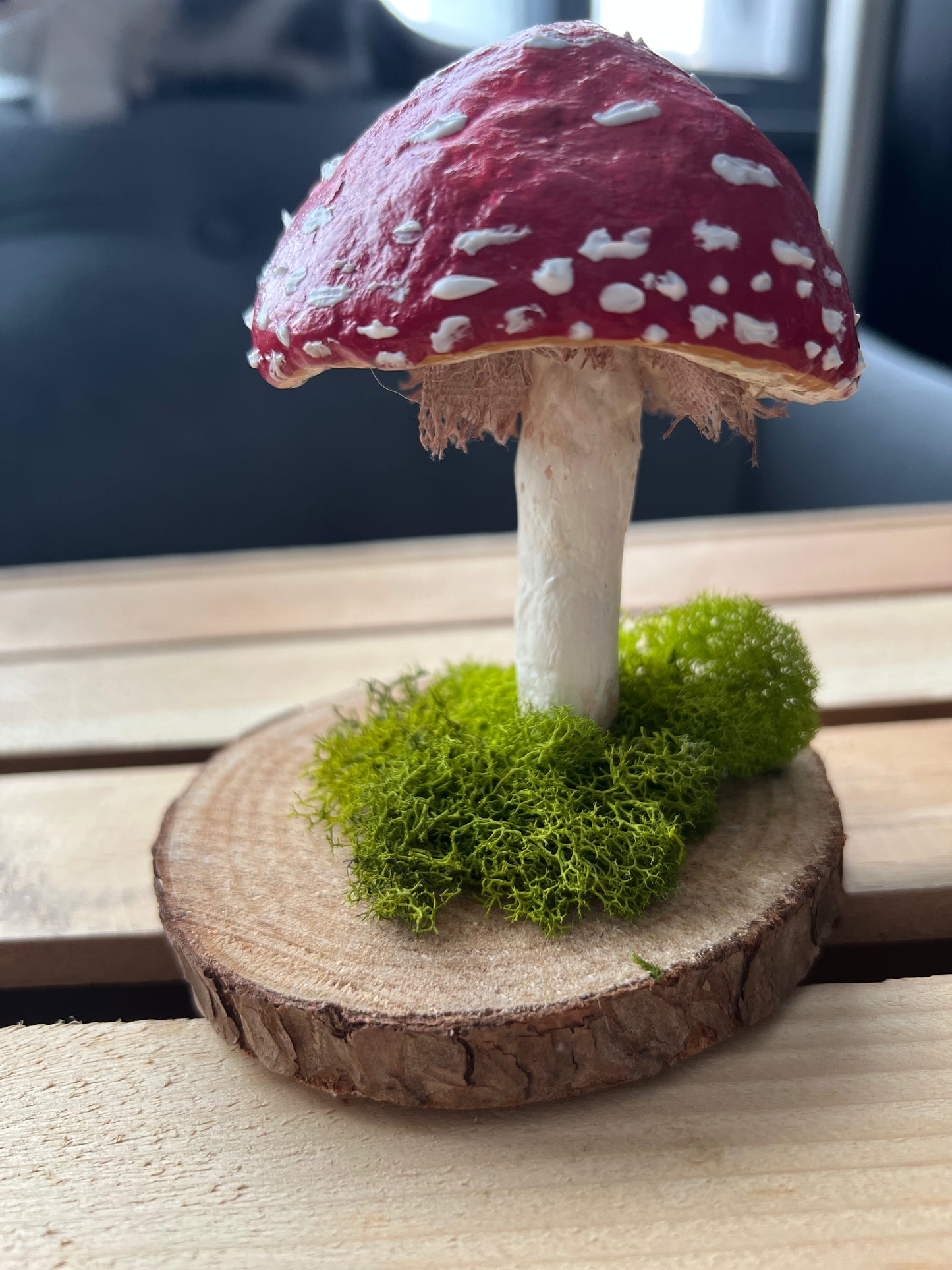 mushroom paper mache sculpture - "capped mushie"