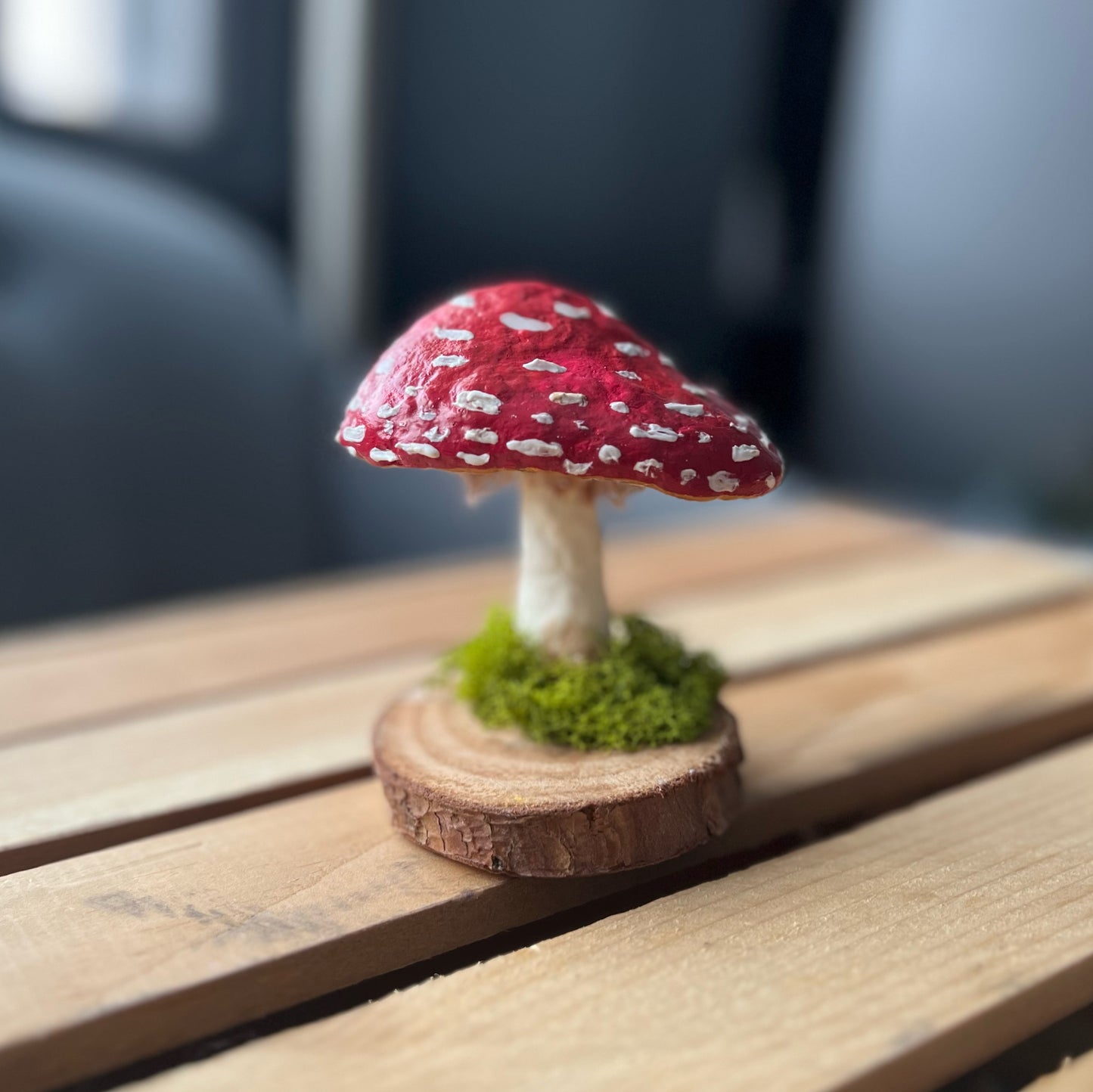 mushroom paper mache sculpture - "umbrella mushie"