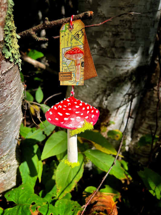 002 Fly Argaric style paper mache - holiday ornament