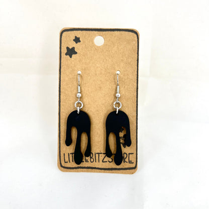 “drippy” acrylic earrings - matte black - surgical steel