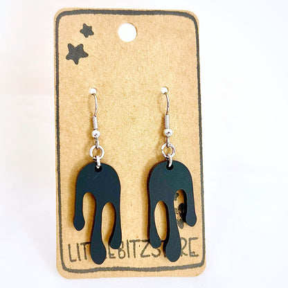“drippy” acrylic earrings - matte black - surgical steel