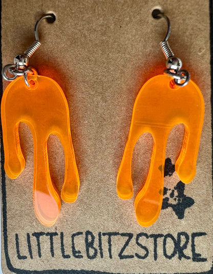 Drippy Earrings - Florescent Orange  - Surgical Steel Hook Style