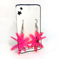 Sketchy Asterisk Acrylic Earrings - Fluorescent Pink - Surgical Steel Hook