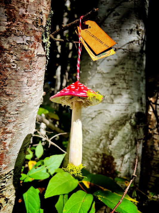 Fly Argaric style paper mache mushroom ornament