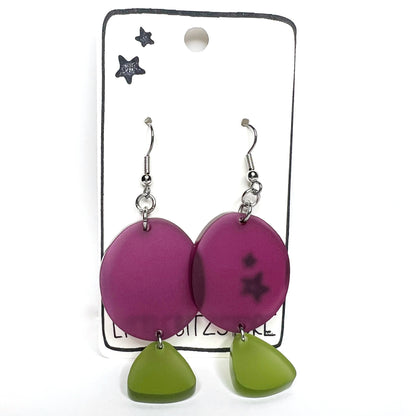 “two tier geo” acrylic earrings - matte plum  - surgical steel