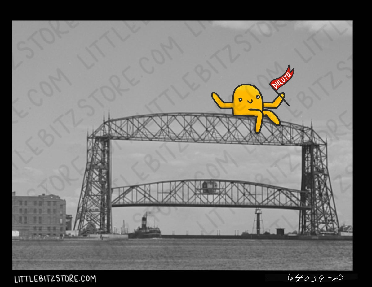 "Atop the Aerial Lift Bridge" - vinyl sticker - Duluth, Minnesota